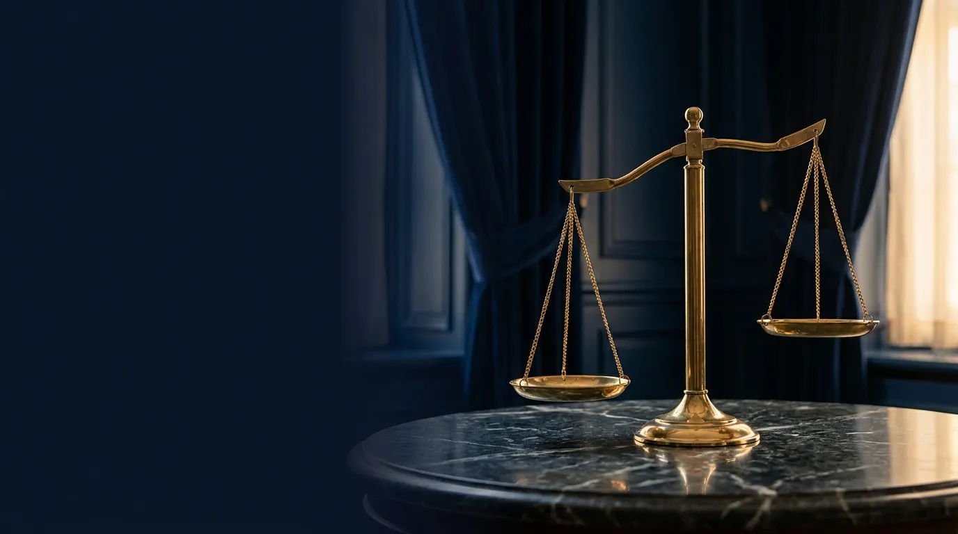 Balanza de la justicia dorada, símbolo de los abogados de lo familiar en CDMX